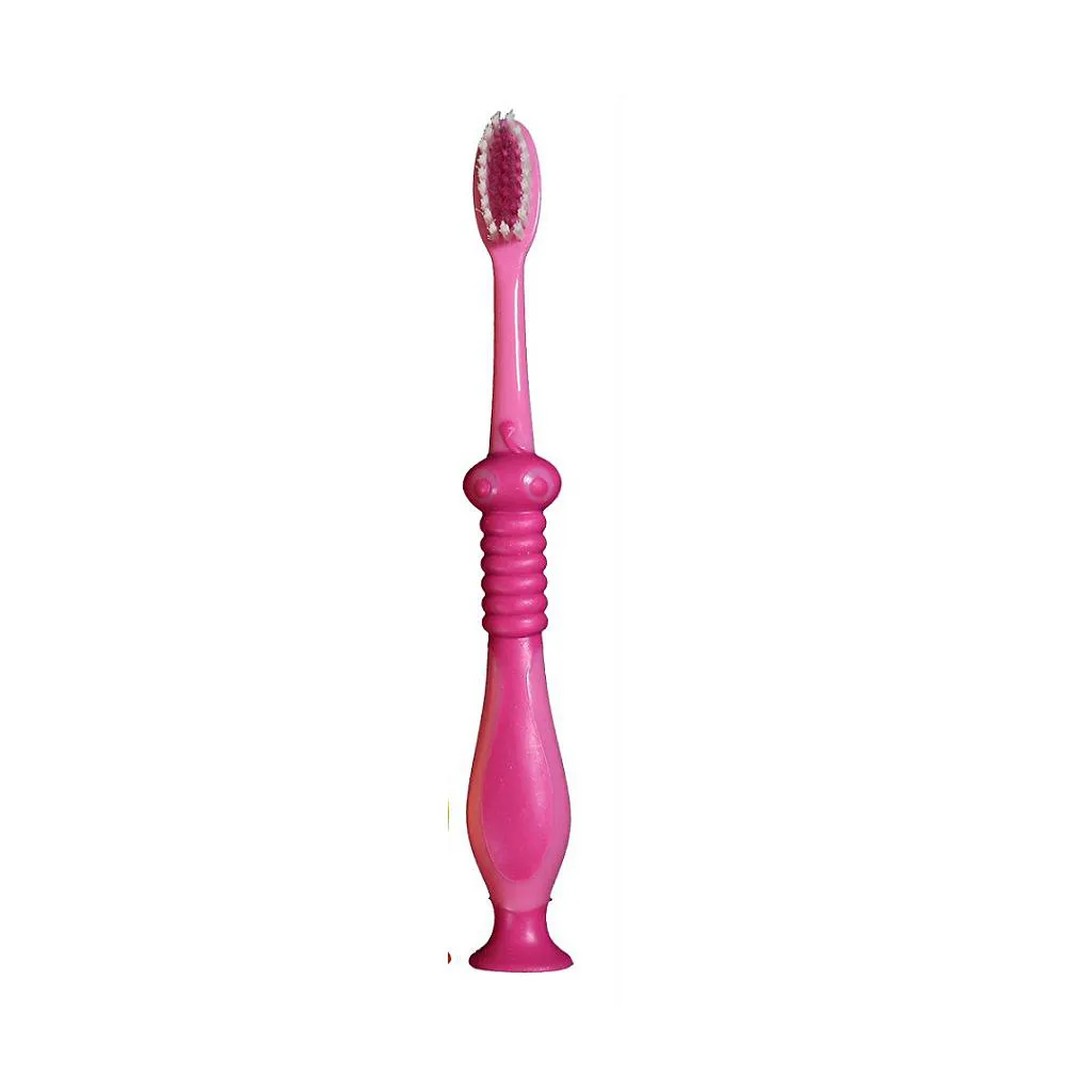 Escova Dental Infantil Macia Rosa com Capa e Ventosa +3 Anos Dino Green