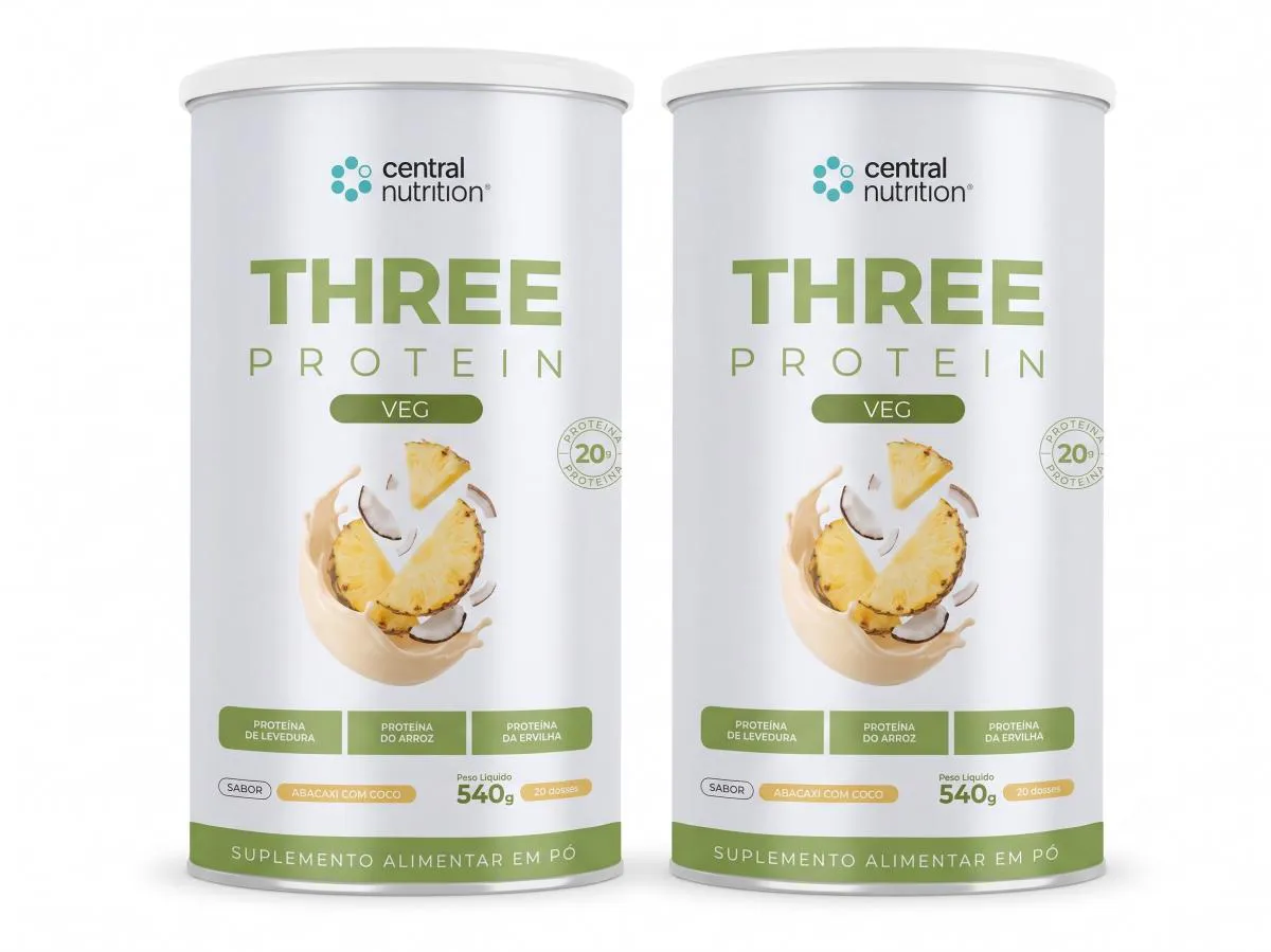 Kit 2x Suplemento Whey Protein Vegano Three Protein Vegan 540g - Central Nutrition Café