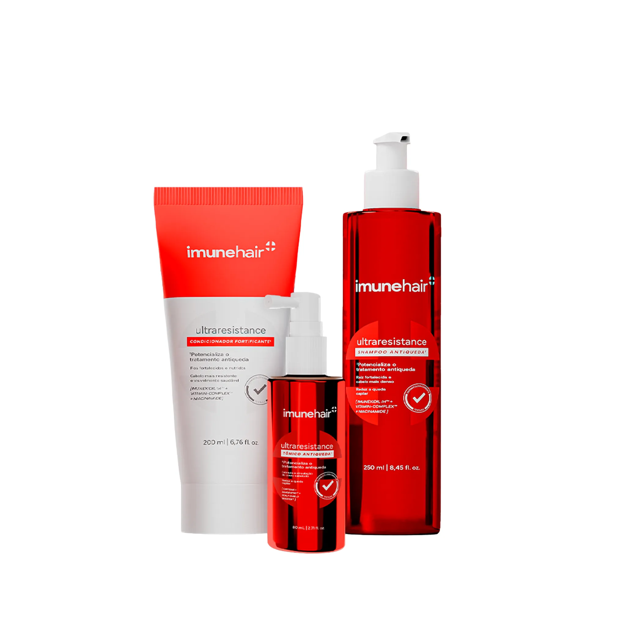 Kit ImuneHair Antiqueda Ultraresistance Shampoo 250ml + Condicionador 200ml + Tônico Capilar 60ml