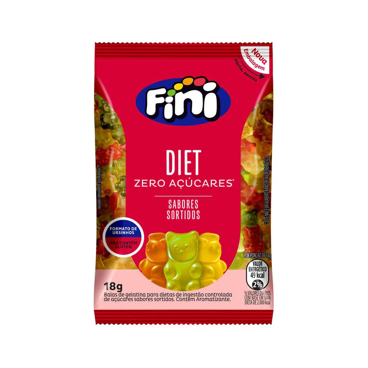 Fini Bem-Estar Bala de Gelatina Diet Zero Açúcar Sabores Sortidos com 18g