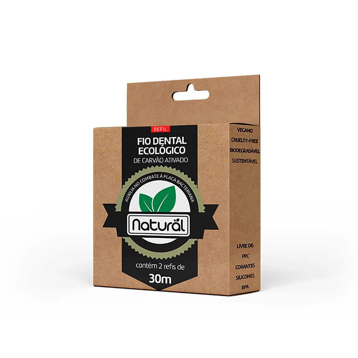Fio Dental Ecológico de Carvão Ativado Natural com 2 refis