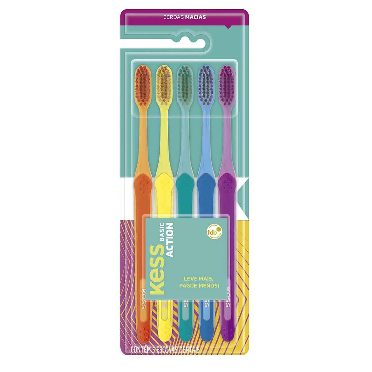 Kit Escova de Dente Kess Basic Action Macia 5 unidades