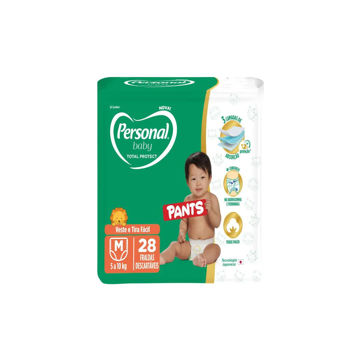 Fralda Calça Personal Baby Total Protect Pants M 28 unidades