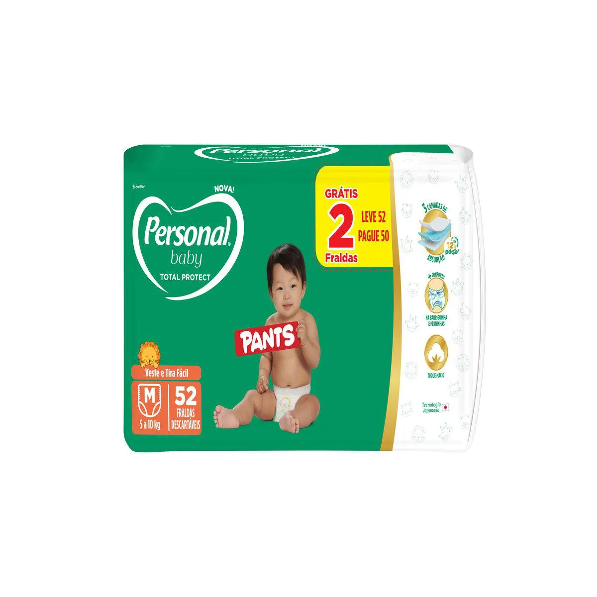 Fralda Calça Personal Baby Total Protect Pants M 52 unidades