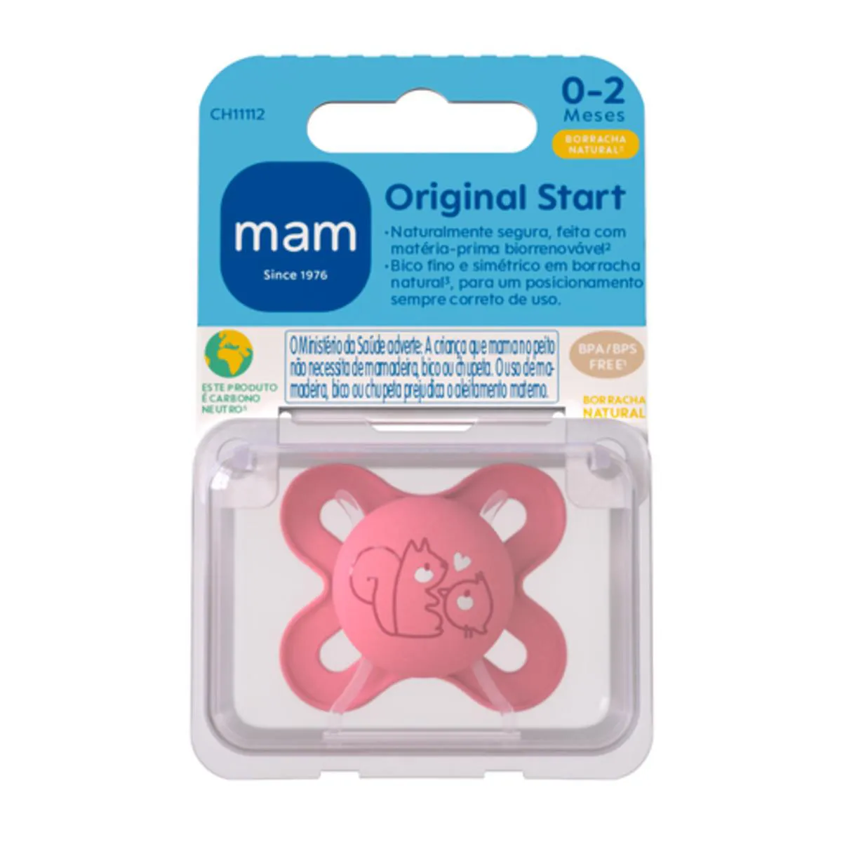 Chupeta MAM Original Start Borracha Natural 0-2 Meses Rosa - 1 unidade