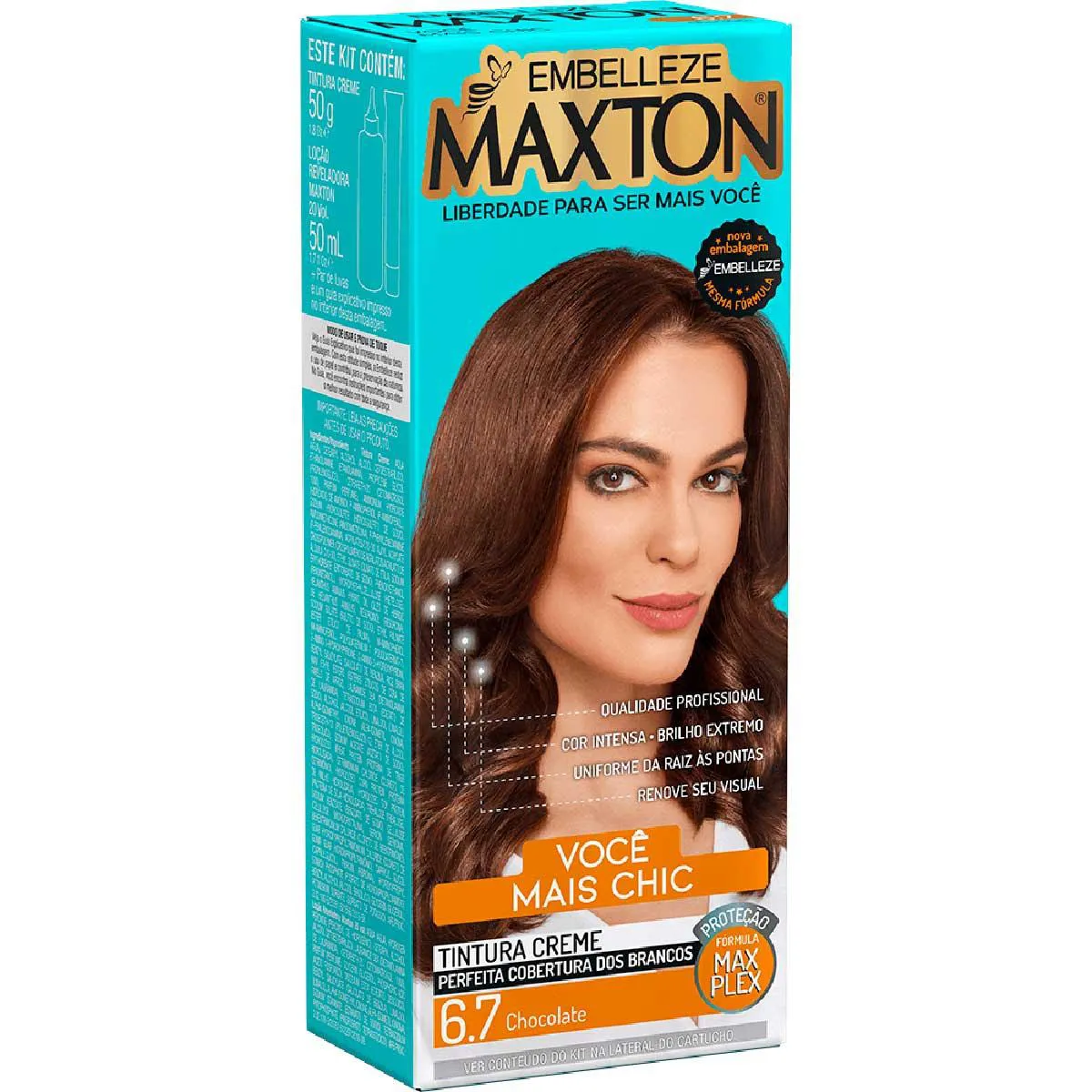 Tinta de Cabelo Permanente Maxton Você Mais Chic - 6.7 Chocolate
