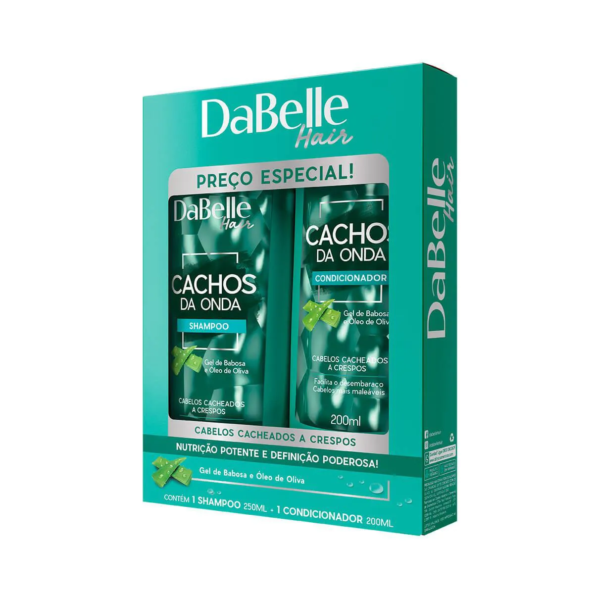 Kit DaBelle Hair Cachos da Onda Gel de Babosa e Óleo de Oliva Shampoo 250ml + Condicionador 200ml