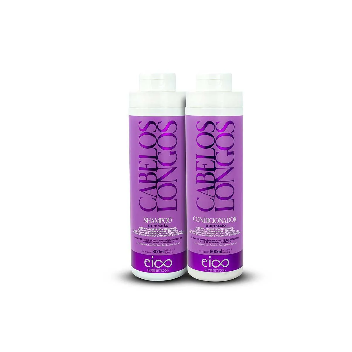 Kit Eico Cosméticos Cabelos Longos Shampoo 800ml + Condicionador 800ml