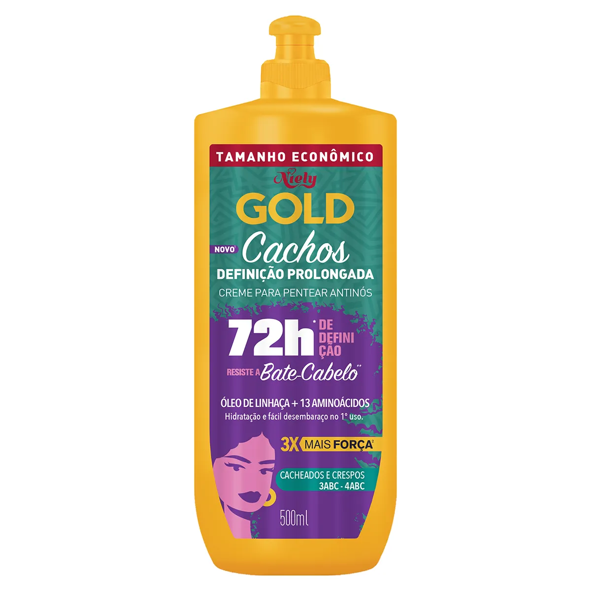 Creme para Pentear Cabelo Cacheado Niely Gold Cachos 500ml