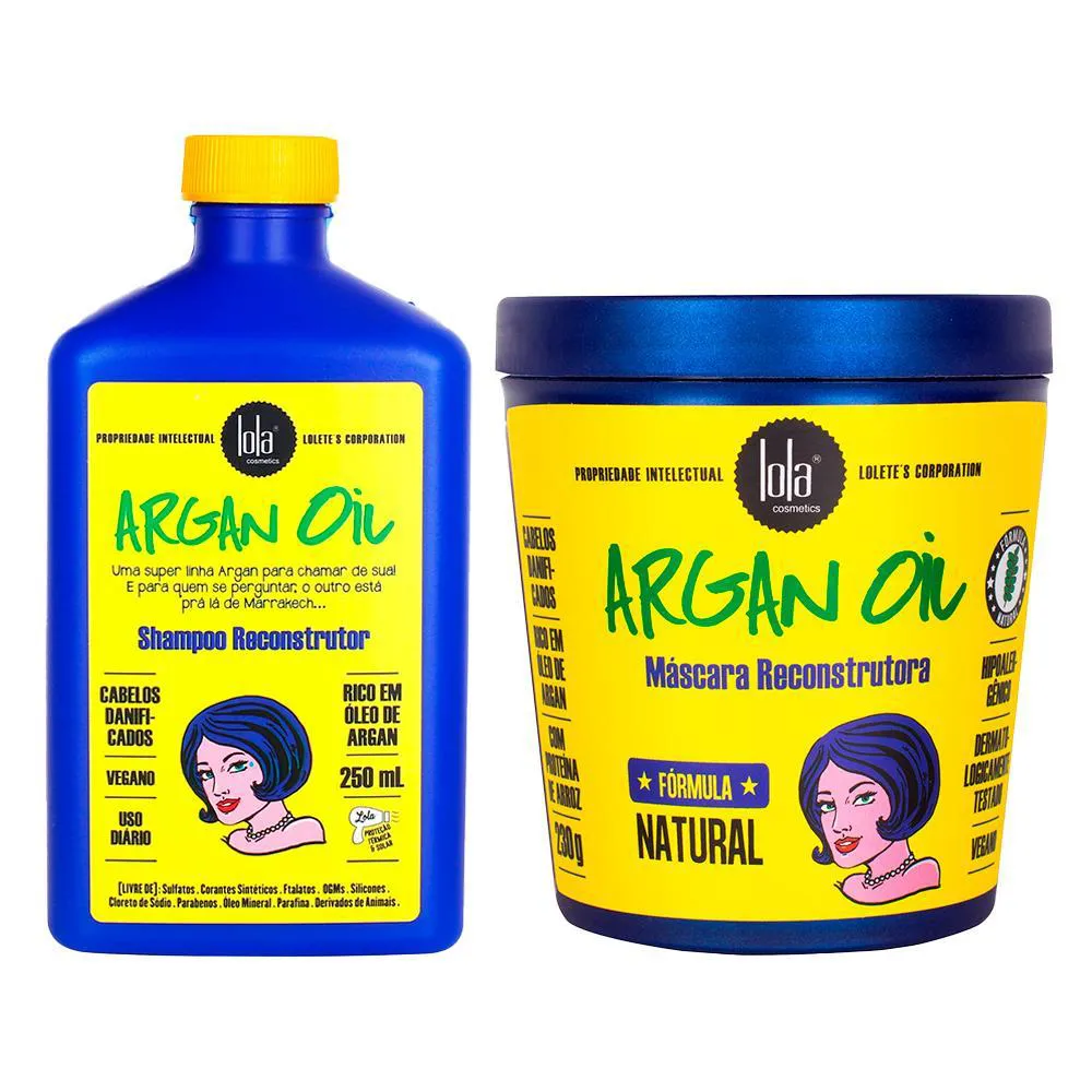 Kit Lola Cosmetics Reconstrução Argan Oil - Shampoo E Máscara de Reconstrução