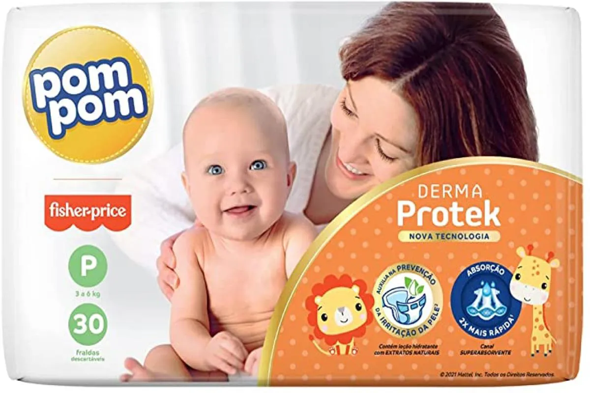 Fralda Pom Pom Derma Protek P 30 unidades