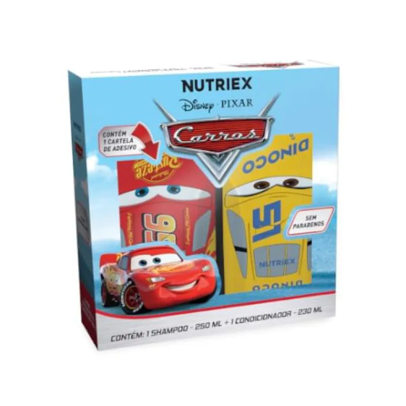 Kit Carros Shampoo 250 Ml + Condicionador 230 Ml + Adesivos Nutriex Infantil