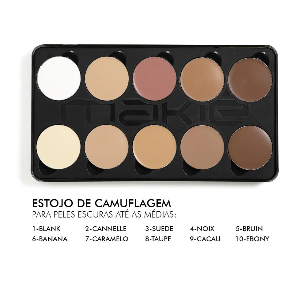 Paleta de Corretivo Makiê Camuflagem Creme Cor Média a Escura