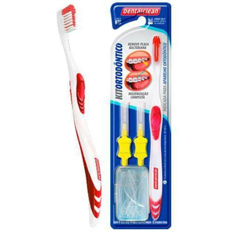 Kit Dentalclean 1 Escova Dental + 2 Interdentais Cônicas E 1 Caixa de Passa Fio com 25 unidades