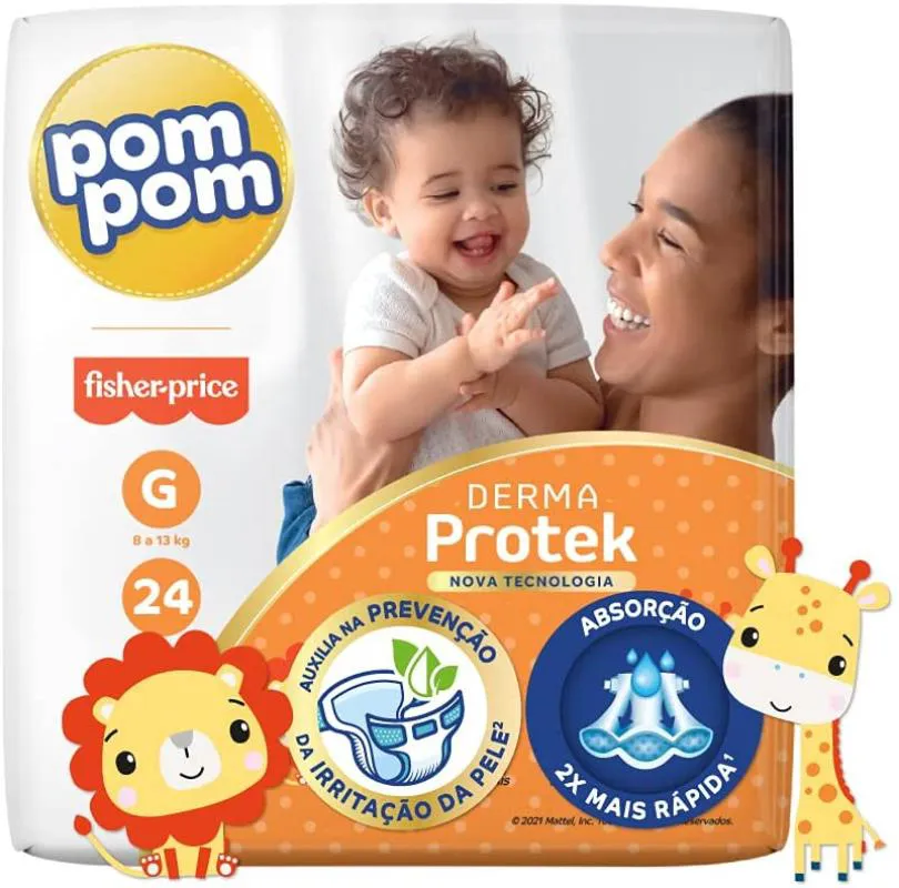 Fralda Pom Pom Derma Protek G 24 unidades