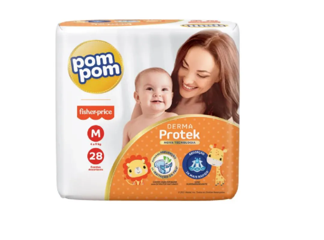 Fralda Pom Pom Derma Protek Jumbo M 28 unidades
