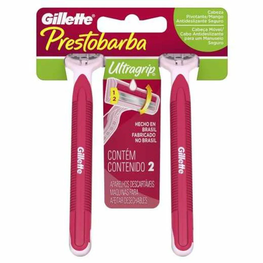 Aparelho Depilatório Gillette Prestobarba Ultragrip Móvel 2 unidades
