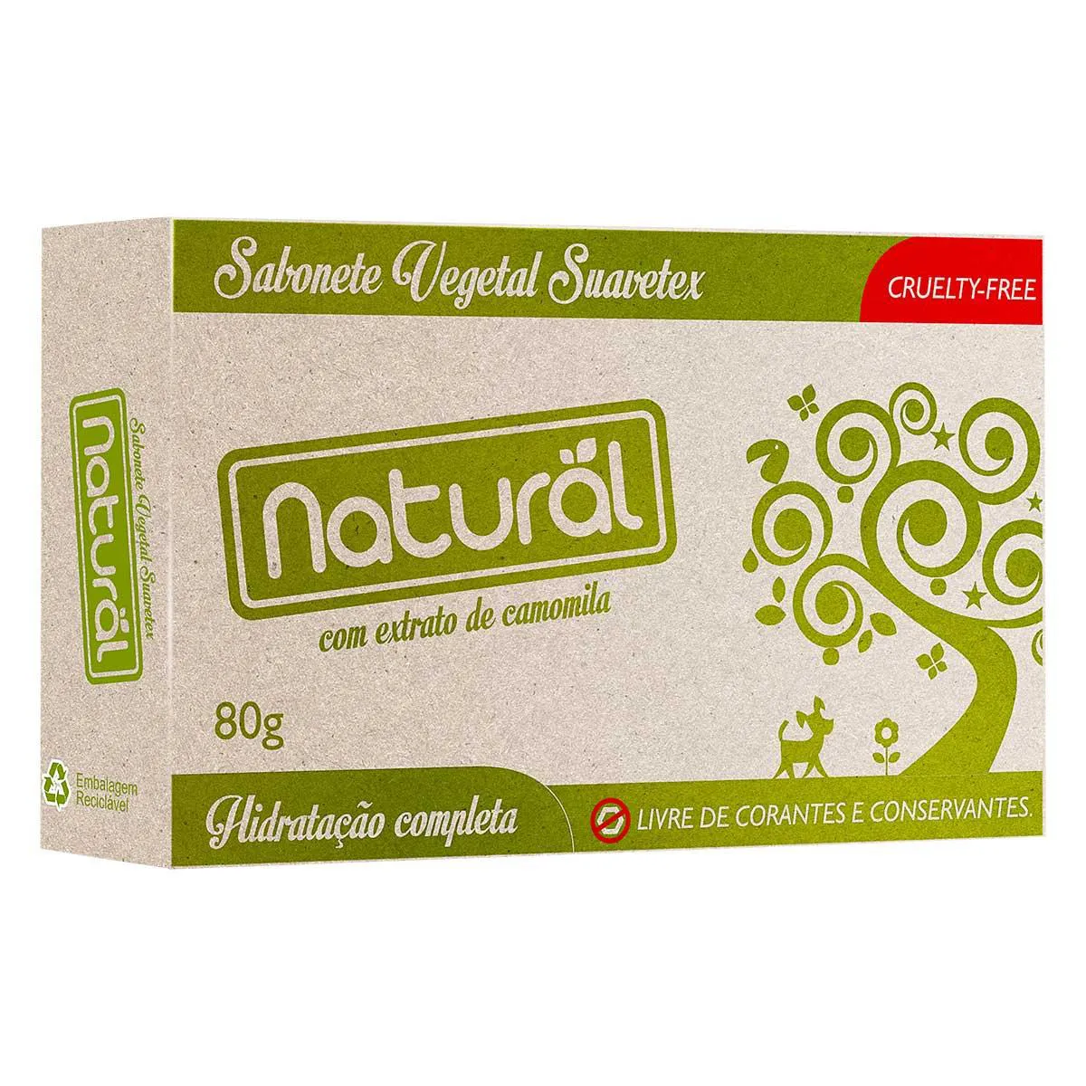Sabonete Vegetal Suavetex Natural Extrato de Camomila em Barra 80g