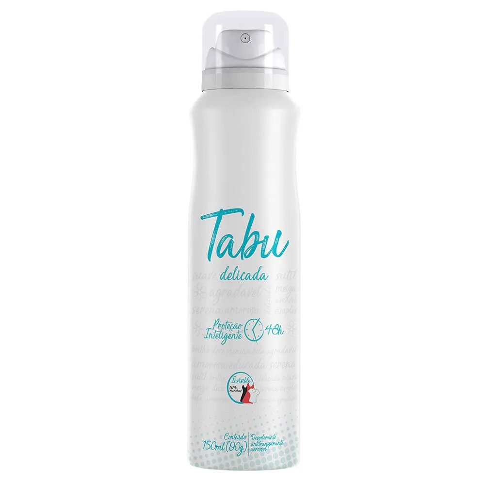 Kit Desodorante Antitranspirante Aerosol Tabu Delicada Feminino 48h 150ml 3 unidades
