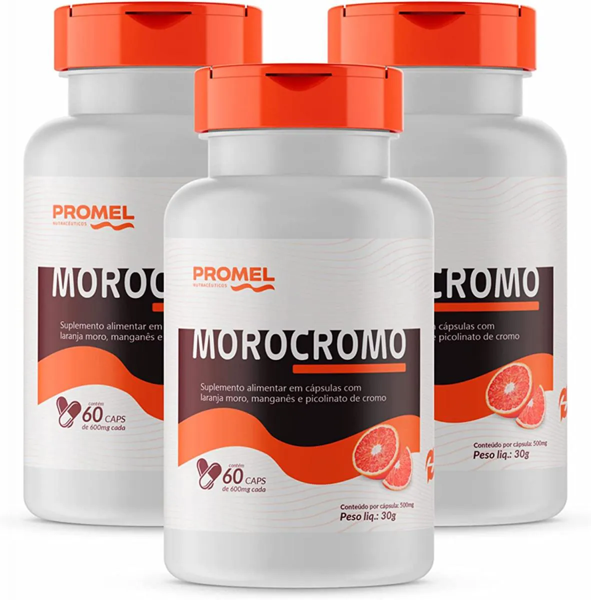 Kit com 3 Morocromo Promel 60 Capsulas de 600mg