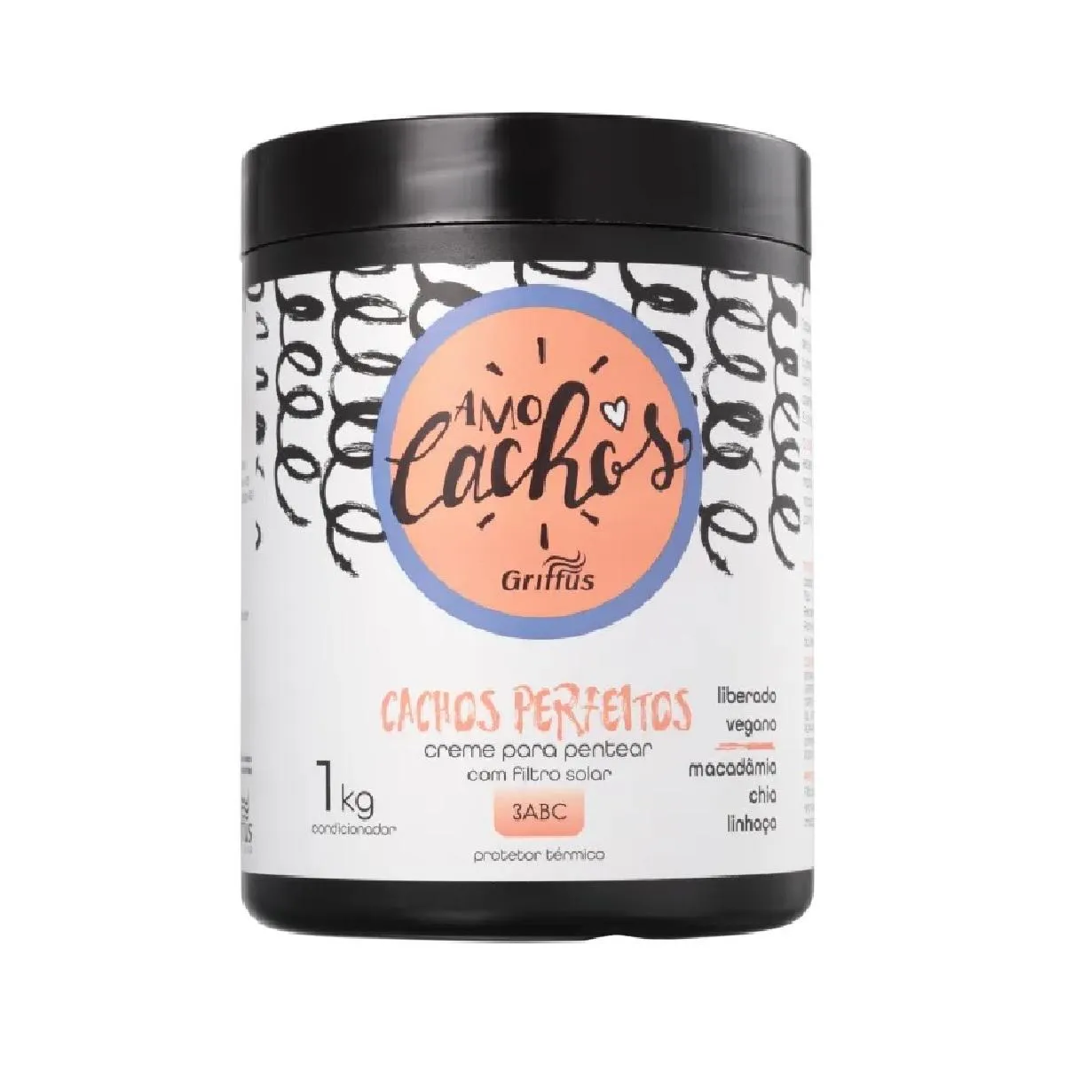 Creme para pentear cachos perfeitos 3abc vegano amo cachos griffus 1kg