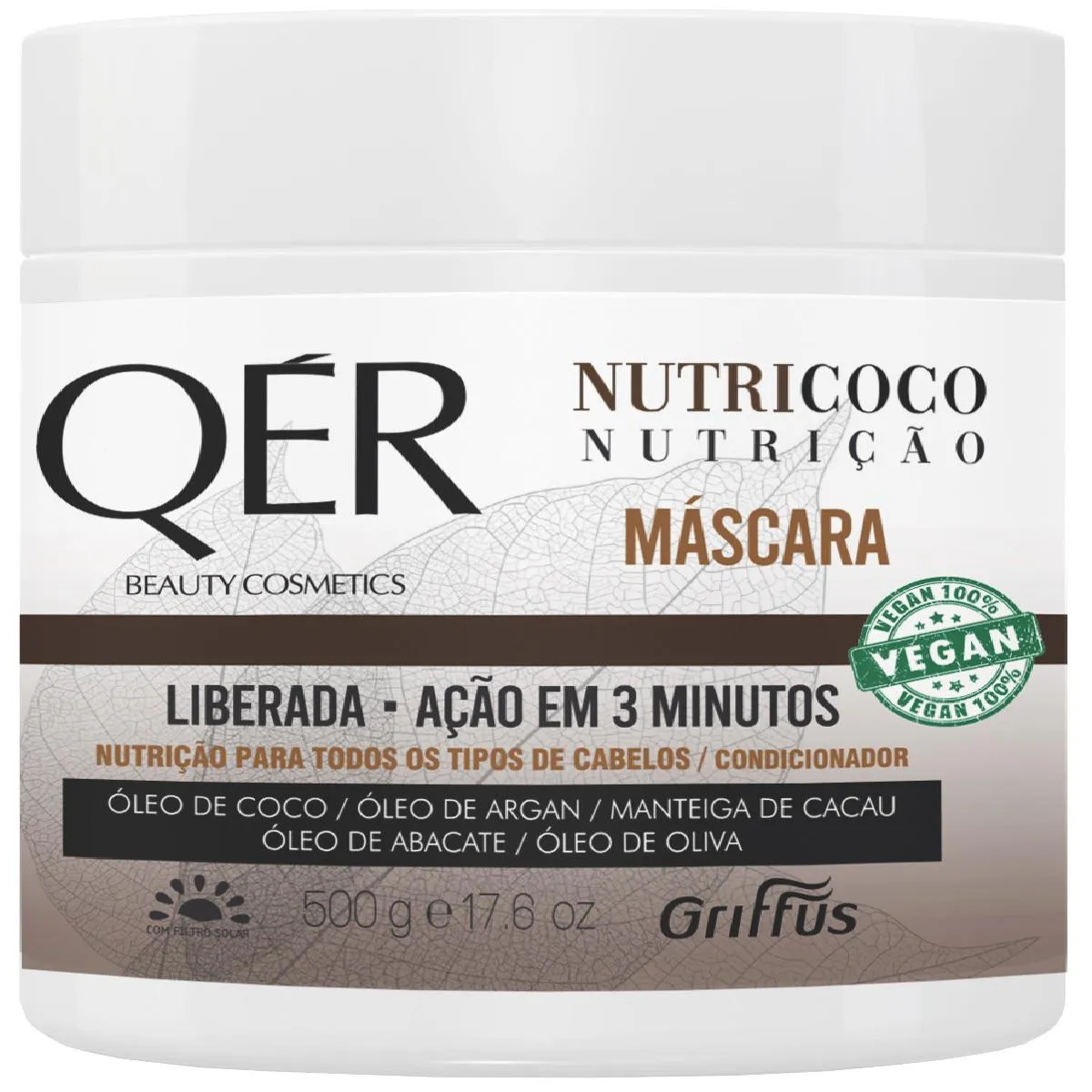 Máscara Nutrição Vegano Nutricoco Qér Griffus 500g