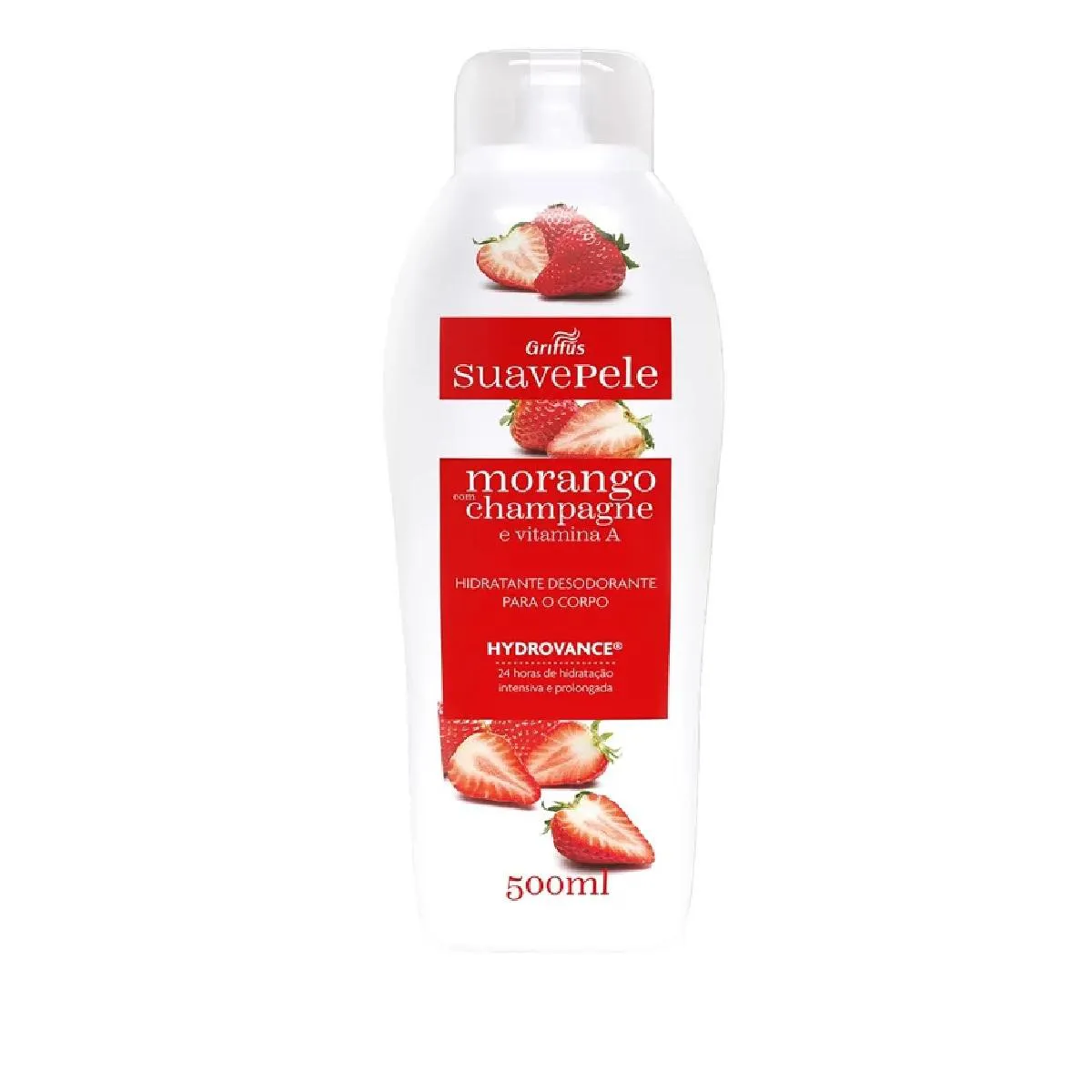 Hidratante corporal morango com champagne e vitamina a suave pele griffus 500ml