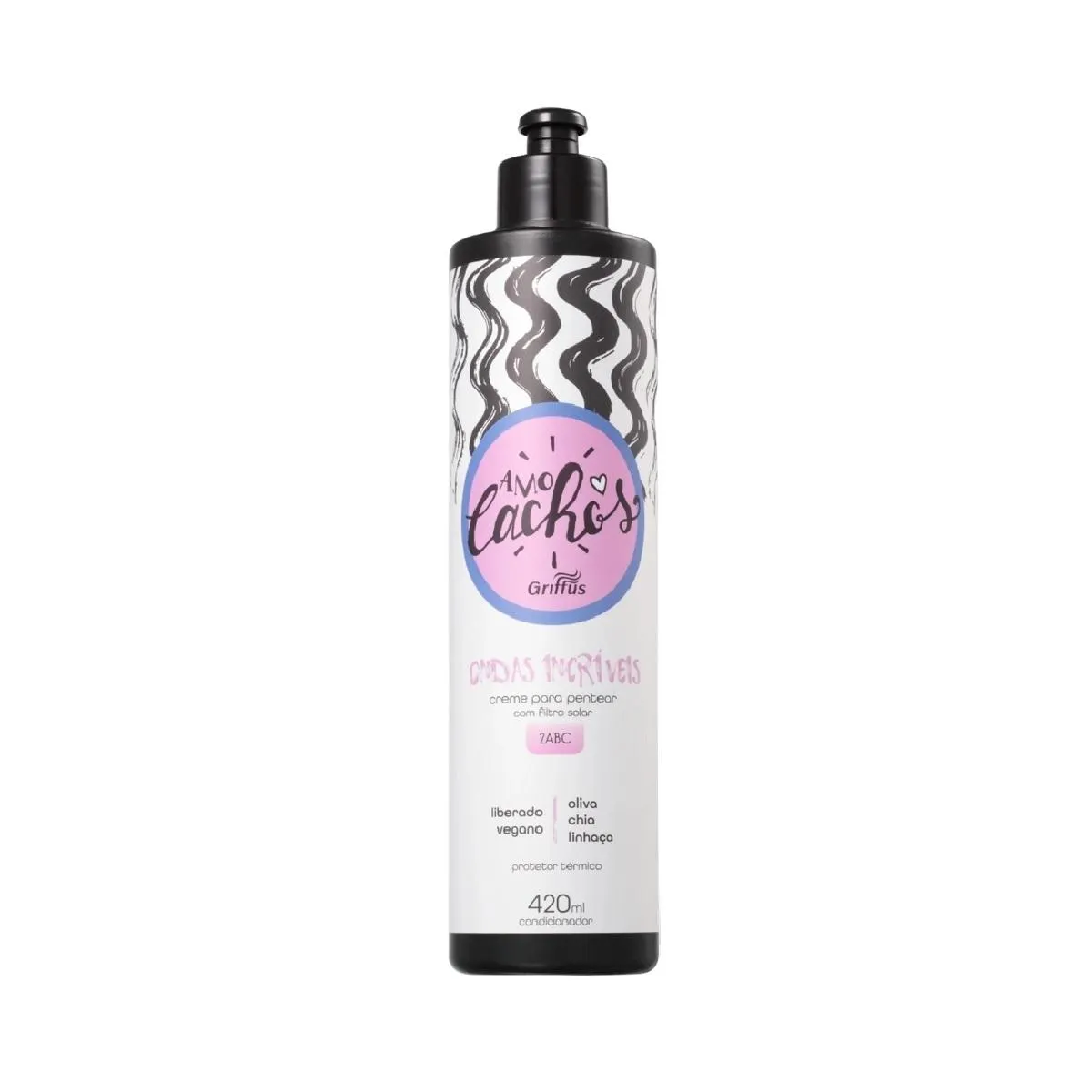 Creme para Pentear 2abc Ondas Incríveis Vegano Amo Cachos Griffus 420ml
