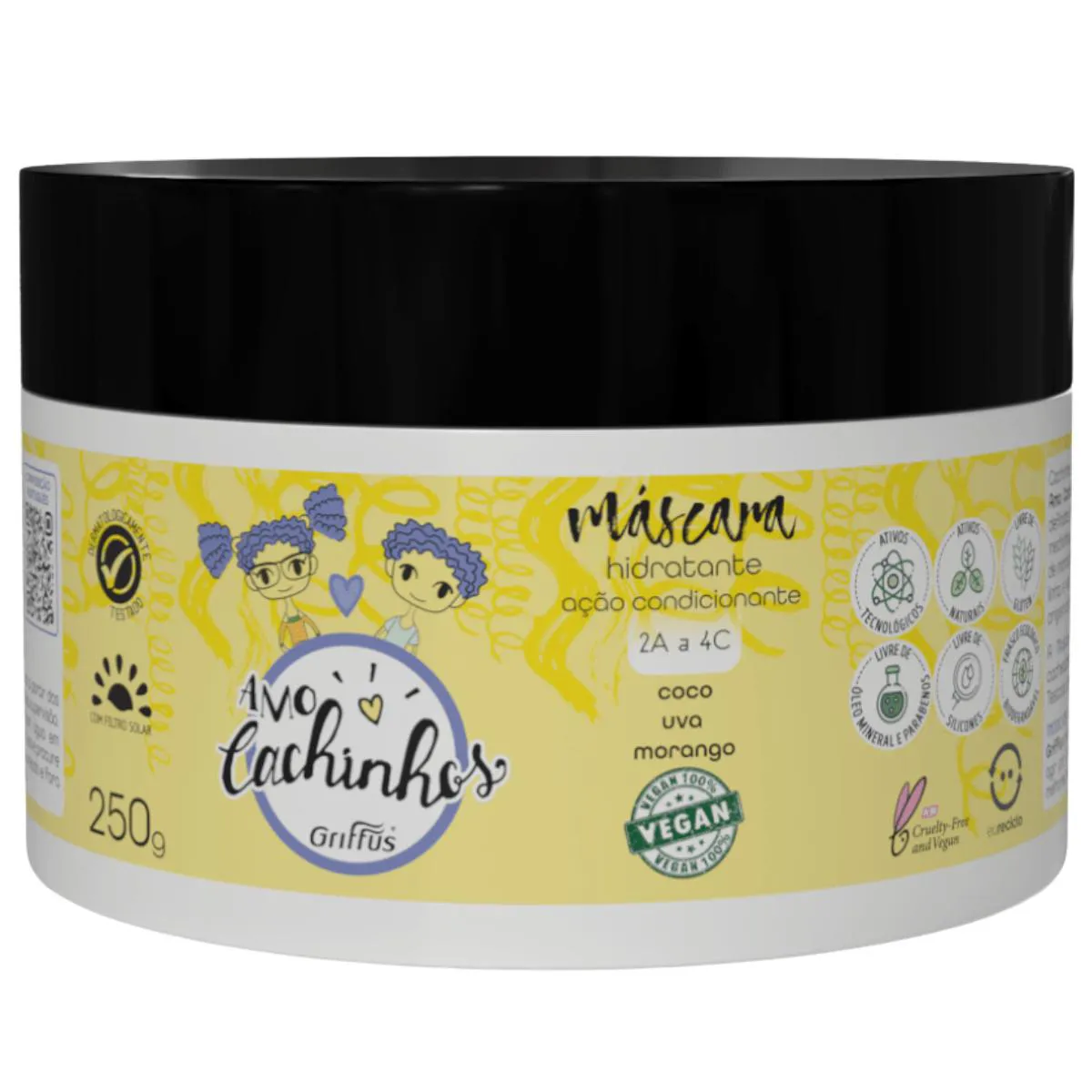 Máscara Tratamento Hidratante 2a a 4c Vegano Amo Cachinhos Griffus 250g