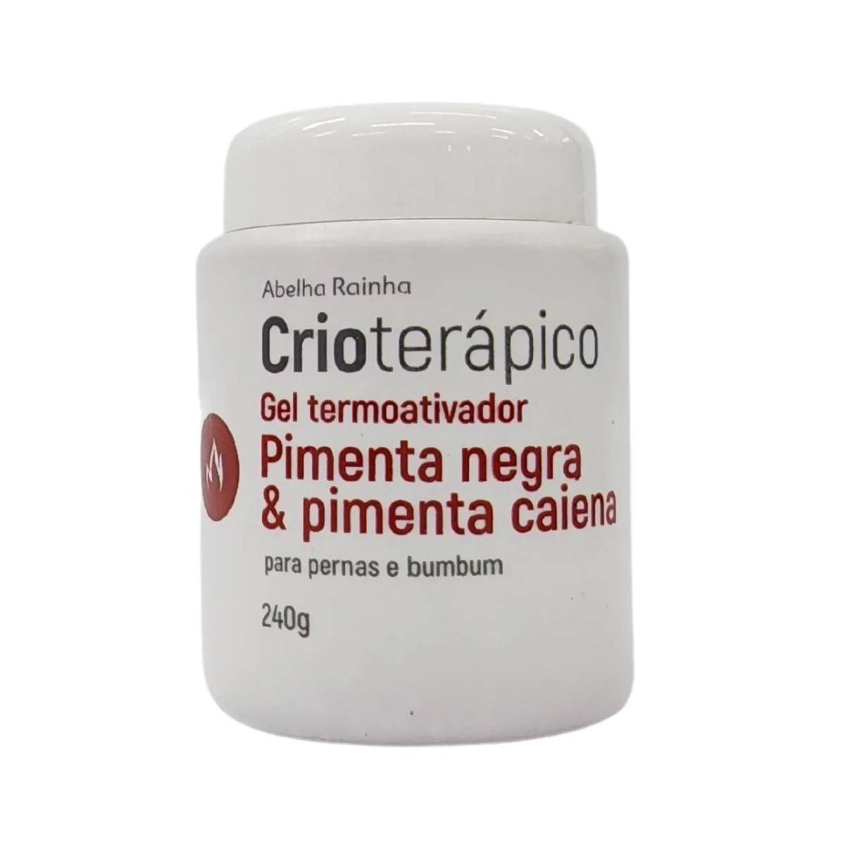 Gel Termoativador Pimenta Negra e Pimenta Caiena para Pernas e Bumbum Crioterápico Abelha Rainha 240g