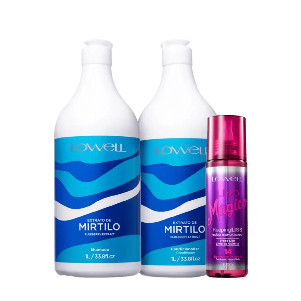 Kit Lowell Extrato de Mirtilo Trio Salon Termoativado (3 Produtos)