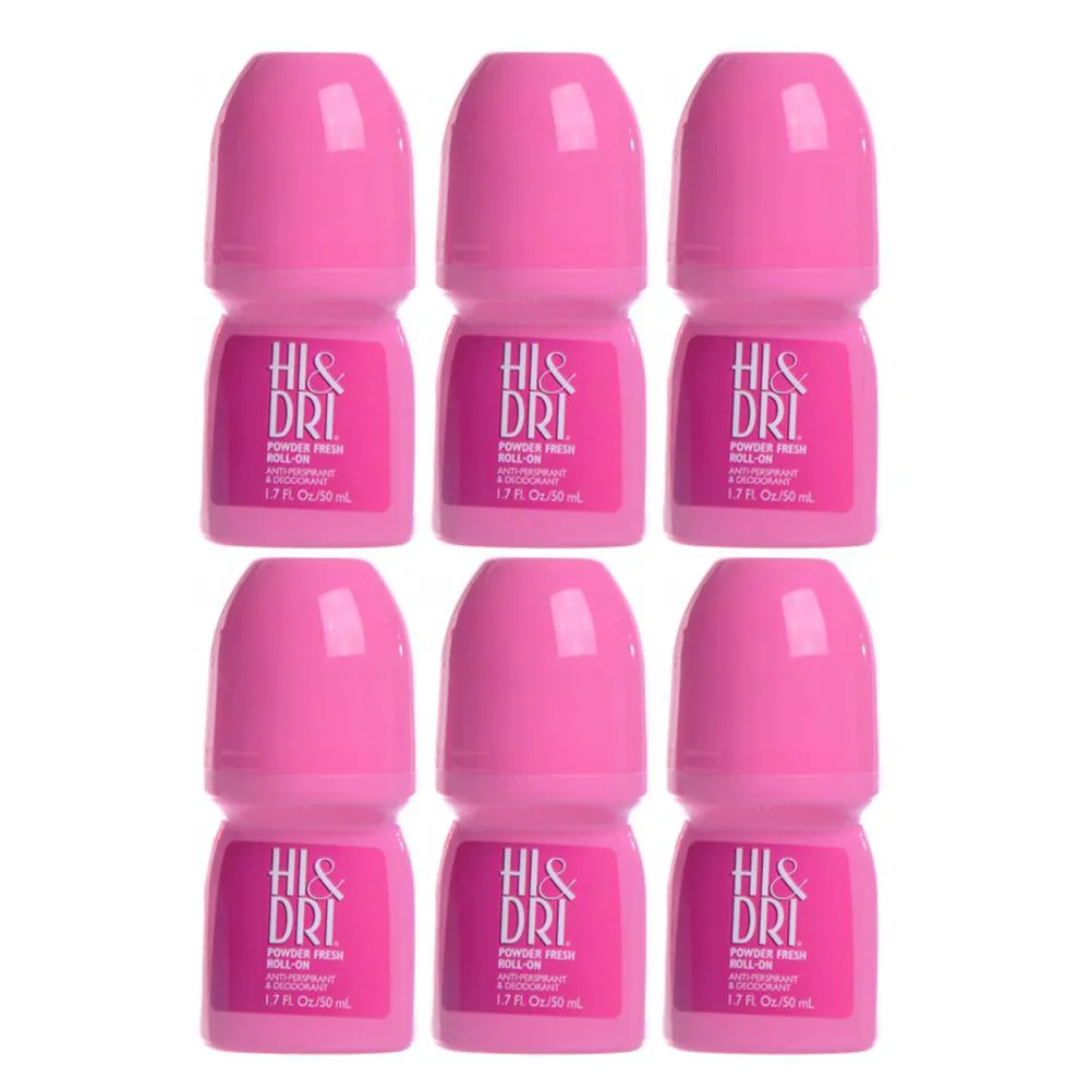 Kit Desodorante Antitranspirante Roll-on Hi & Dri Powder Fresh Feminino 50ml 6 unidades
