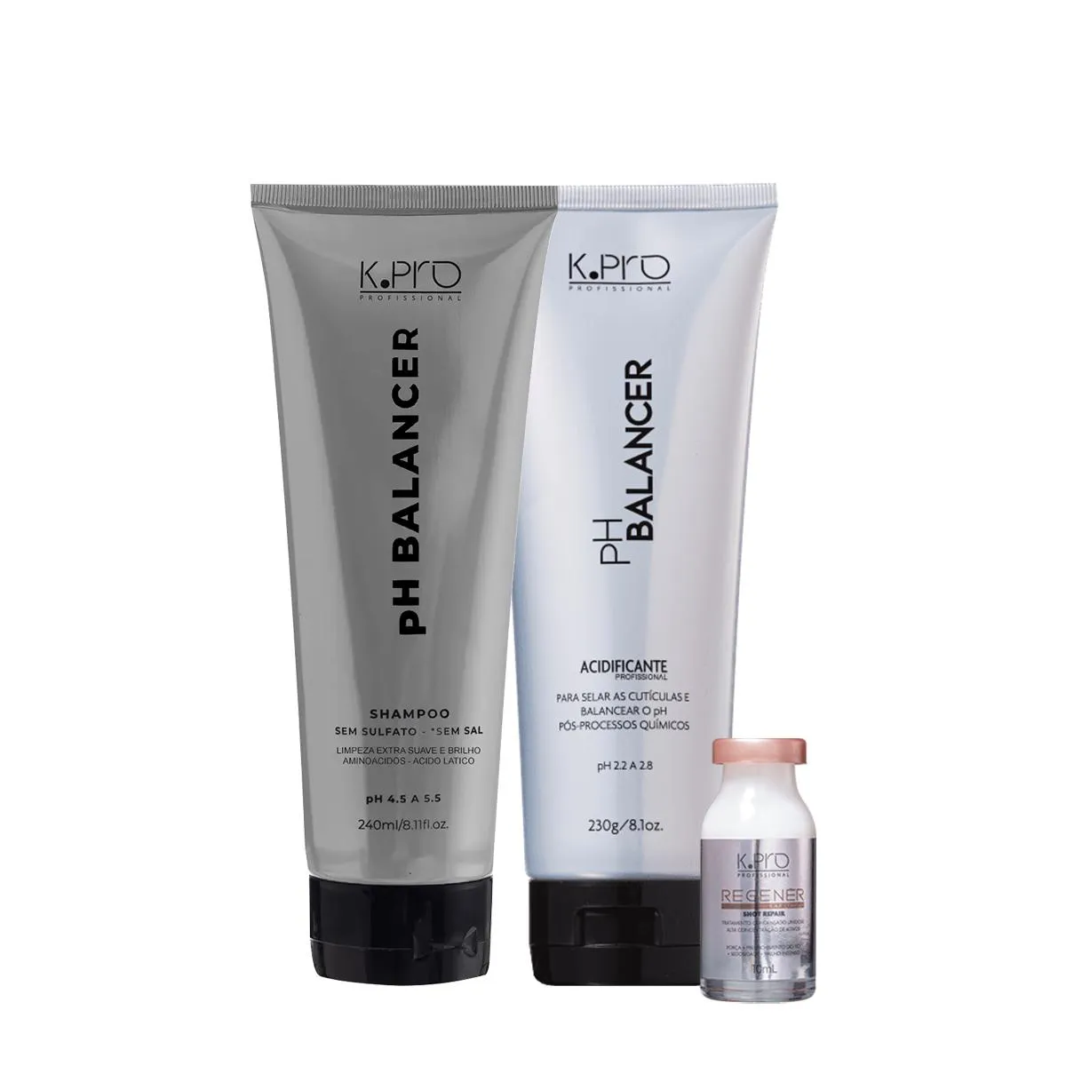 Kit K.pro Ph Balancer Acidificante e Regenér Shot Ampola (3 Produtos)