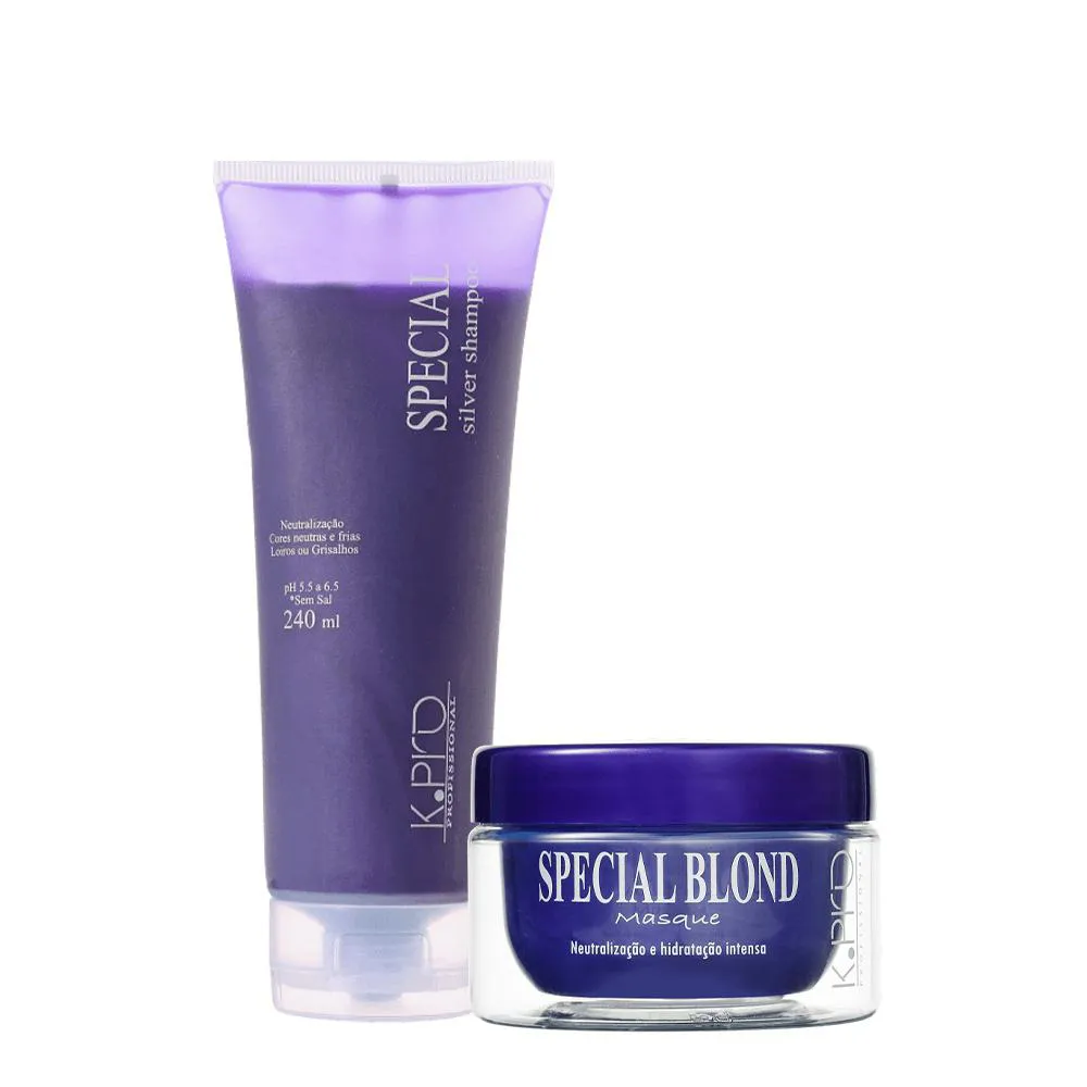 Kit K.pro Special Silver Shampoo Desamarelador + Máscara Blond (2 Produtos)