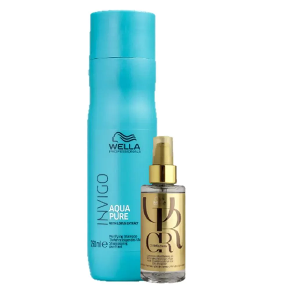 Wella Professionals Invigo Balance Aqua Pure Shampoo Antirresíduos 250ml e Oil Reflections 100ml