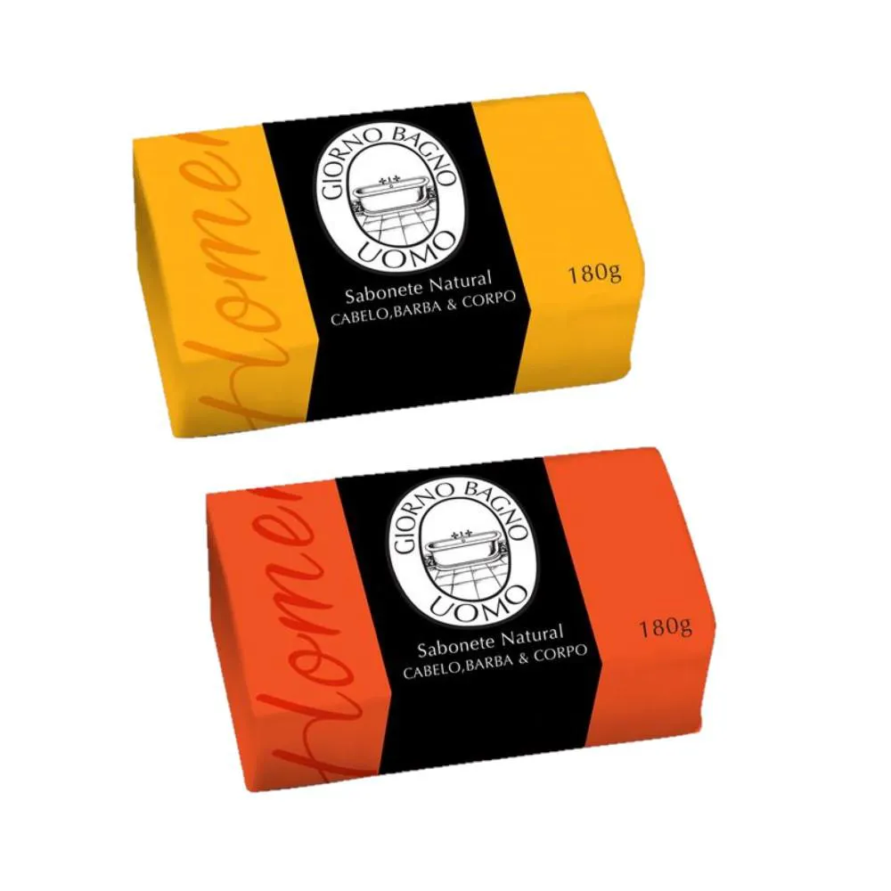 Kit Giorno Uomo Amarelo e Laranja Sabonetes Naturais em Barra (2 Produtos)