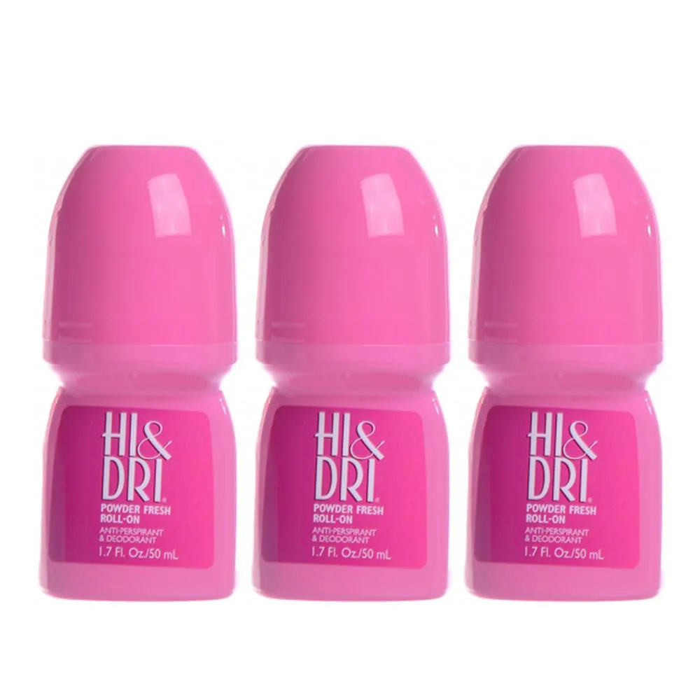 Kit Desodorante Antitranspirante Roll-on Hi & Dri Powder Fresh Feminino 50ml 3 unidades