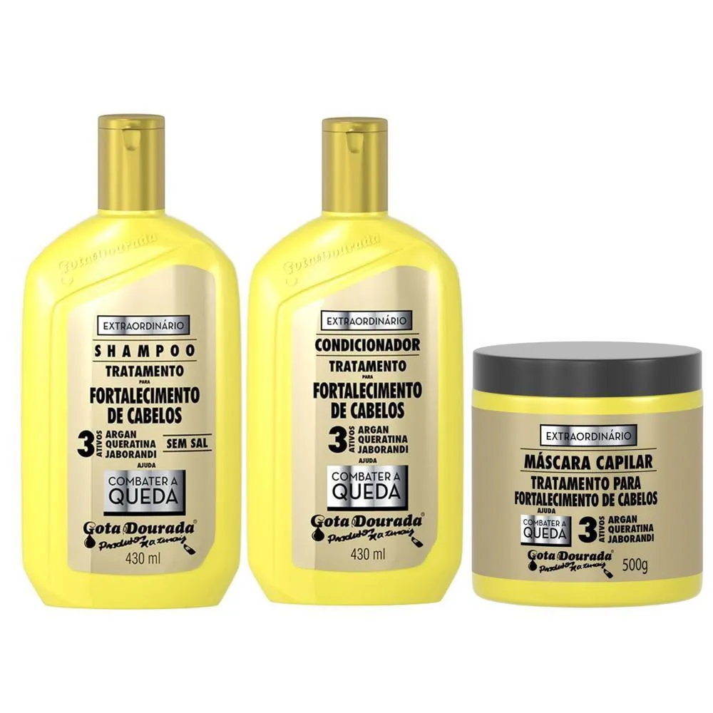Kit Gota Dourada Fortalecimento Extraordinário Sh Cond e Mas