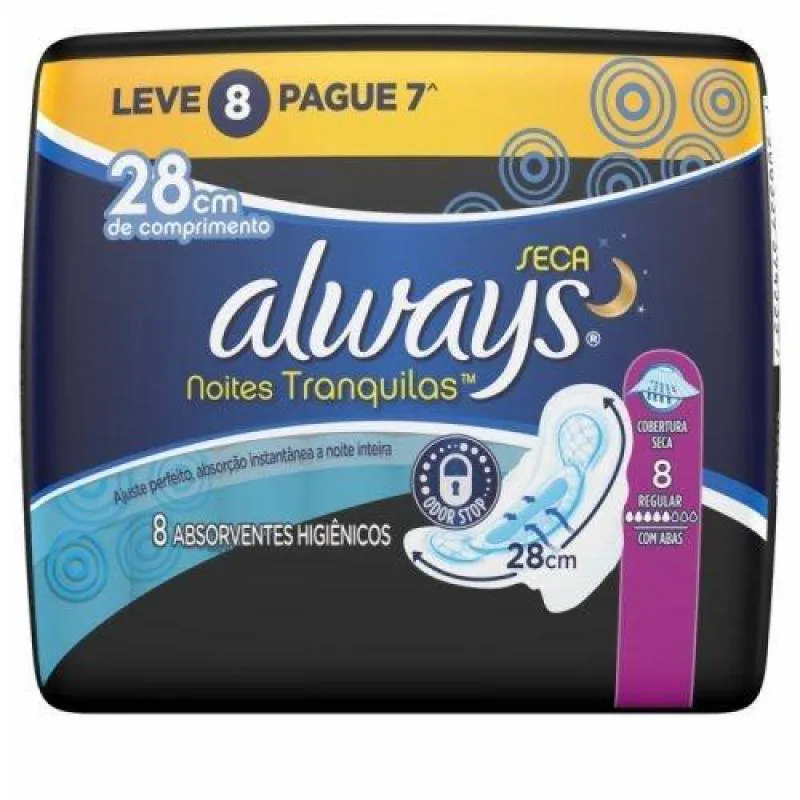 Abs Always Noturno Seca 28cm C/ Abas C/ 8