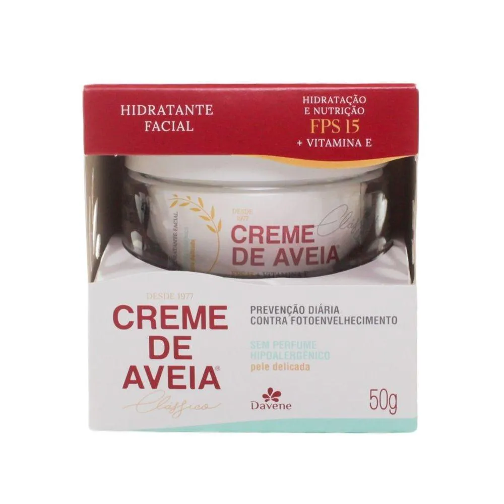 Creme de Aveia Davene Facial sem Perfume Hipoalergenico 50g