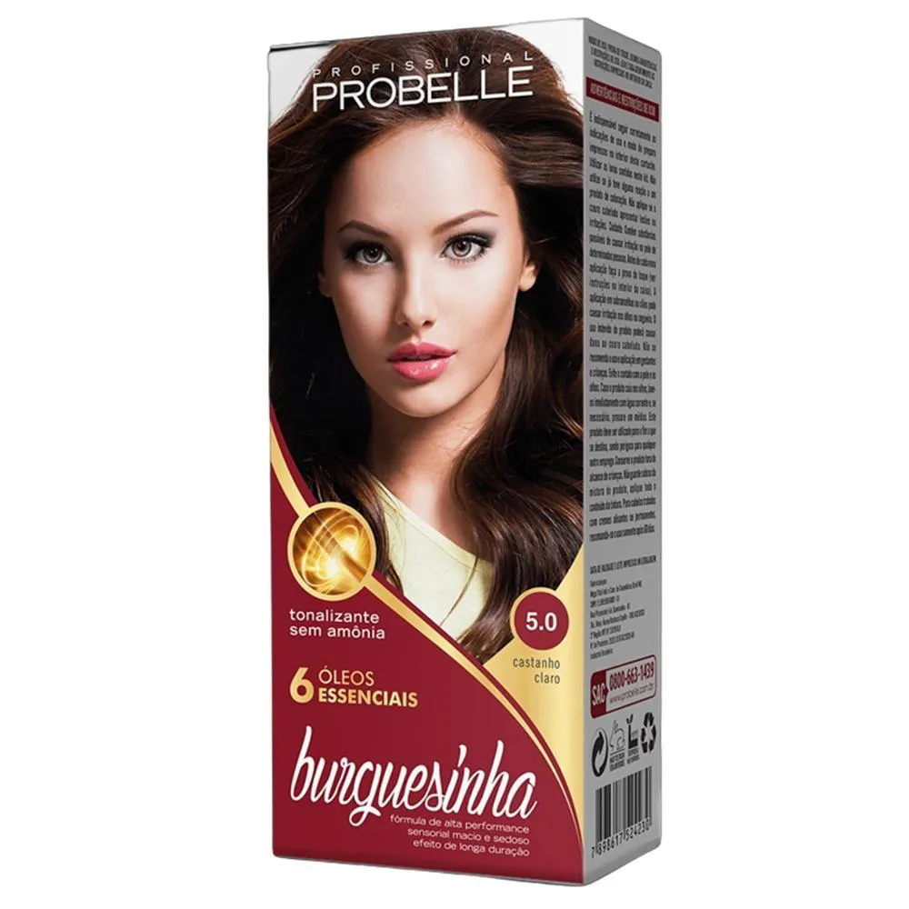 Tintura Probelle Burguesinha sem Amonia 5.0 Castanho Claro