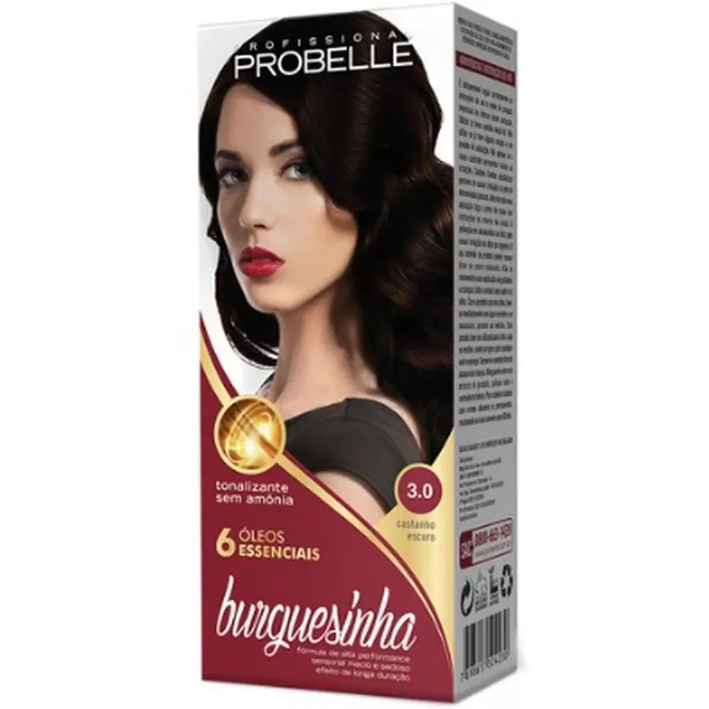 Tintura Probelle Burguesinha sem Amonia 3.0 Castanho Escuro