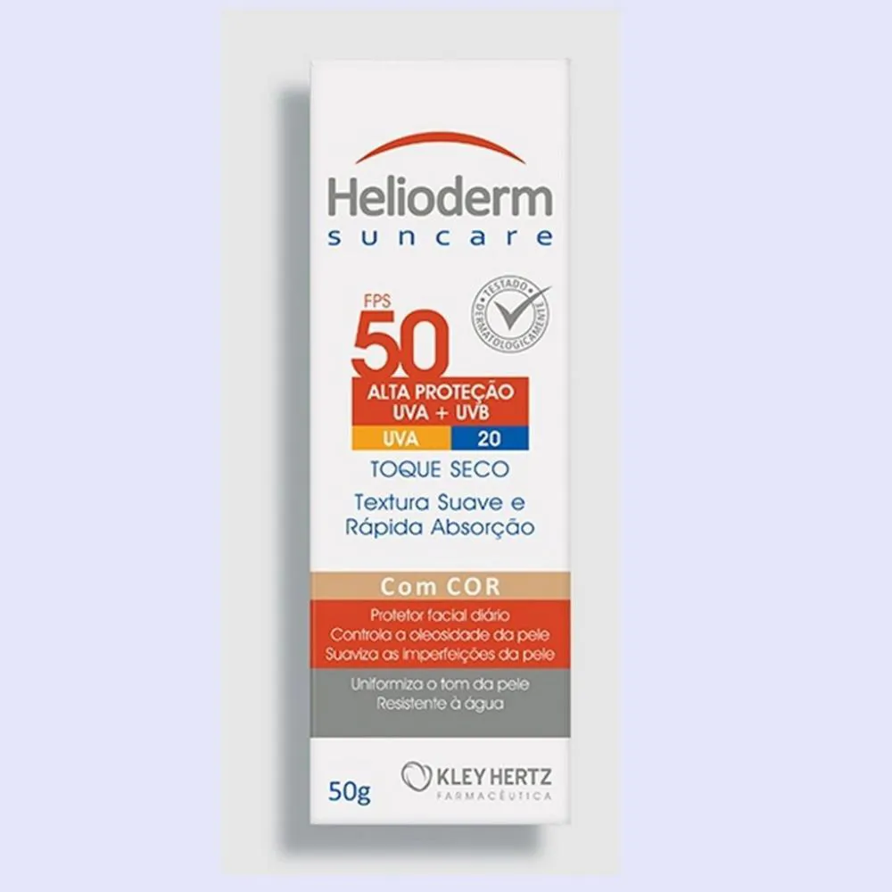 Helioderm Protetor Facial Fps50 Toque Seco com Cor 50g