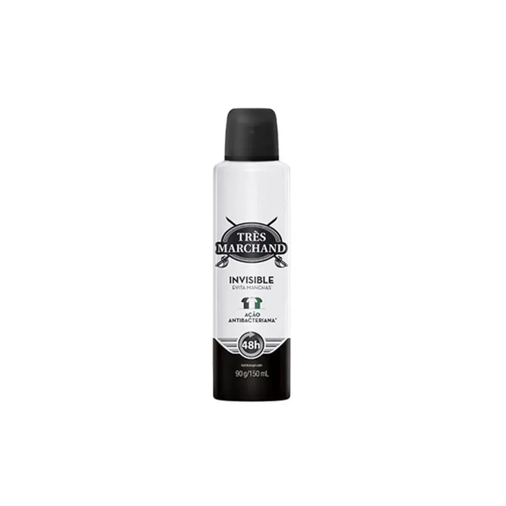 Desodorante Antitranspirante Aerosol Très Marchand Invisible Masculino 48h 150ml