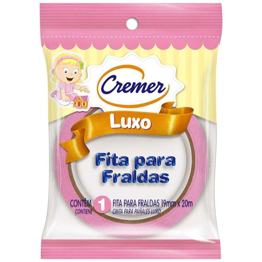 Fita para Fraldas Cremer Luxo Rosa 20m