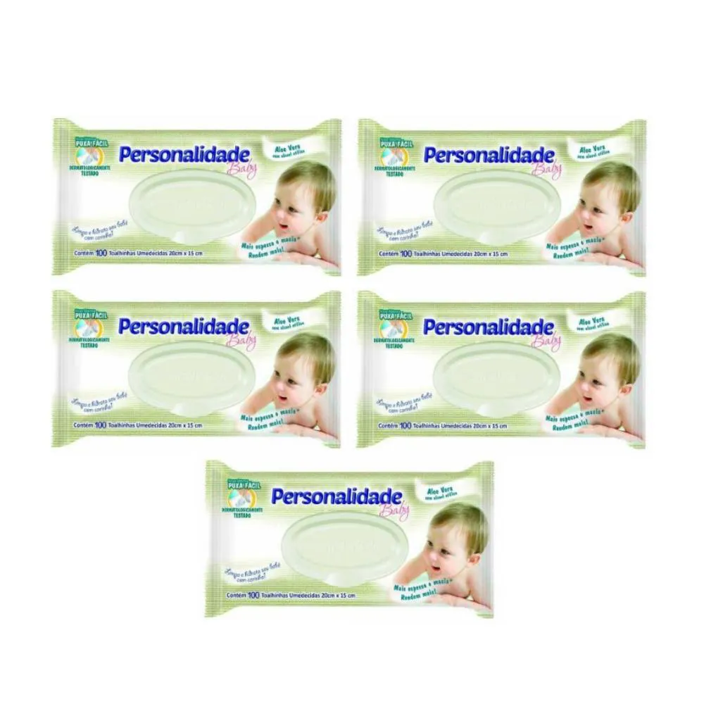 Kit 5uni Toalha Umedecida Personalidade Baby