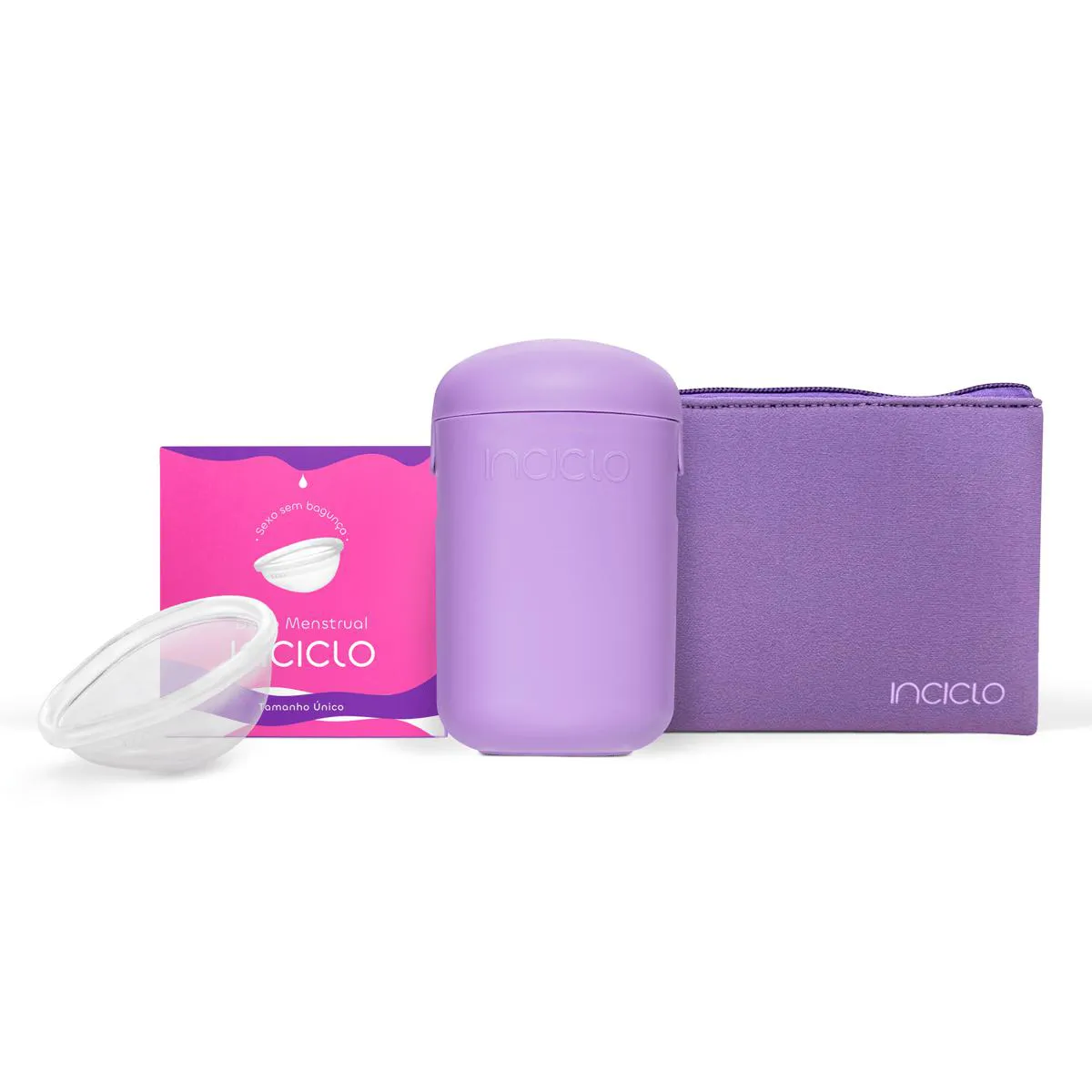 Kit Disco Menstrual + cápsula Esterilizadora + Necessaire Neoprene Inciclo