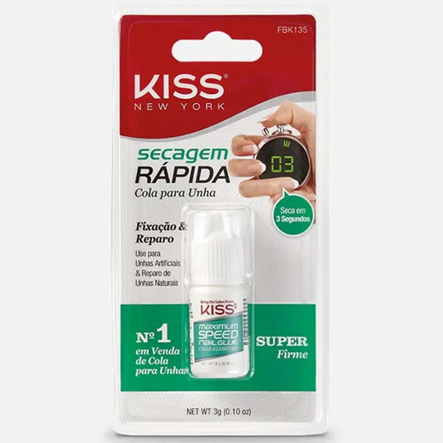 Cola para Unha Secagem Rápida Mazimum Speed Nail Glue 3G Kiss
