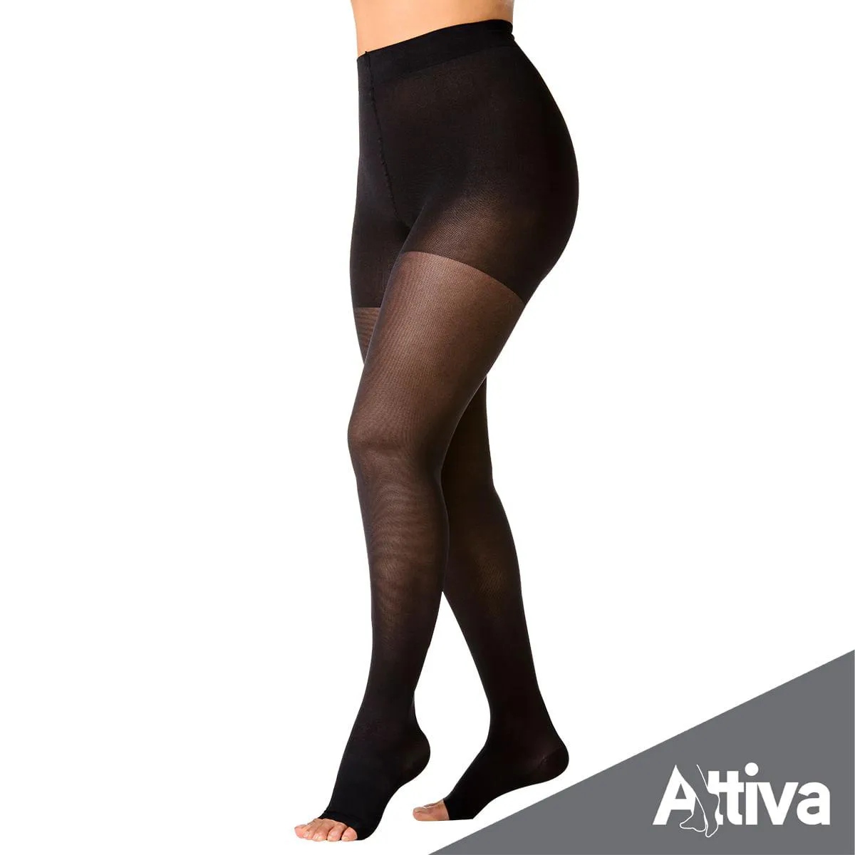 Meia Calca Attiva Alta Compressao 20-30 Fem Aberta Preta G