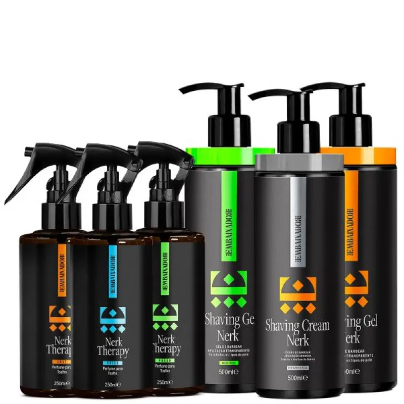 3 Shaving em Gel Nerk 500ml + 3 Perfume Toalha Nerk Therapy